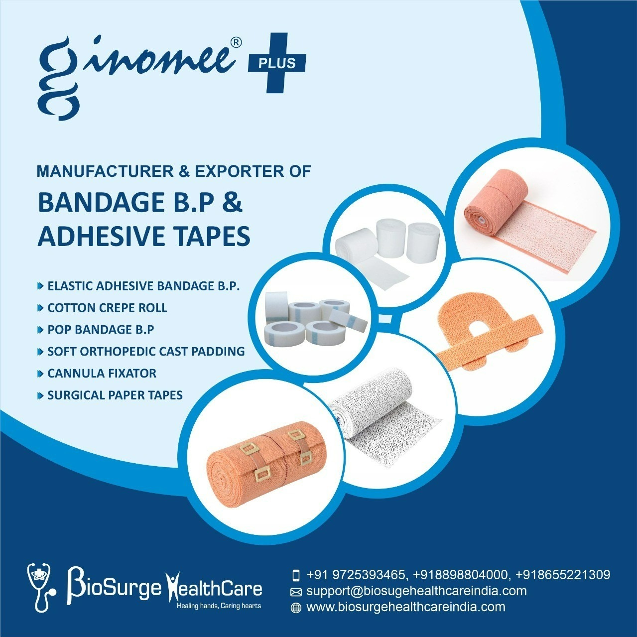 BANDAGES B.P,WOUND CARE DRESSINGS & ADHESIVE TAPES. ELASTIC ADHESIVE