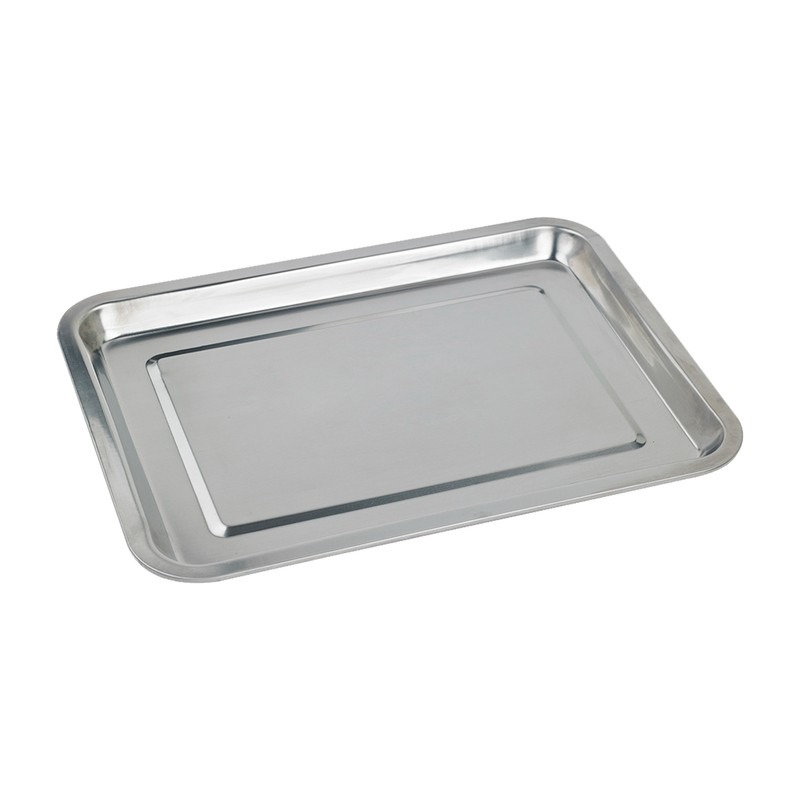 LOGOFUN 2 Vassoi Rotondi In Acciaio Inox 30 Cm - Piatti Grandi Multiuso Per Tavolo, Cucina, Bagno, Gioielli